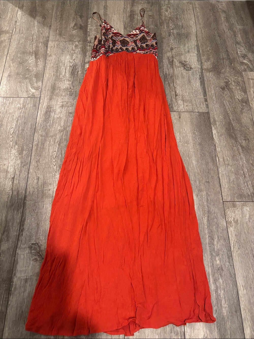 Xhilaration Orange Maxi Dress with Embroidered Bodice size M